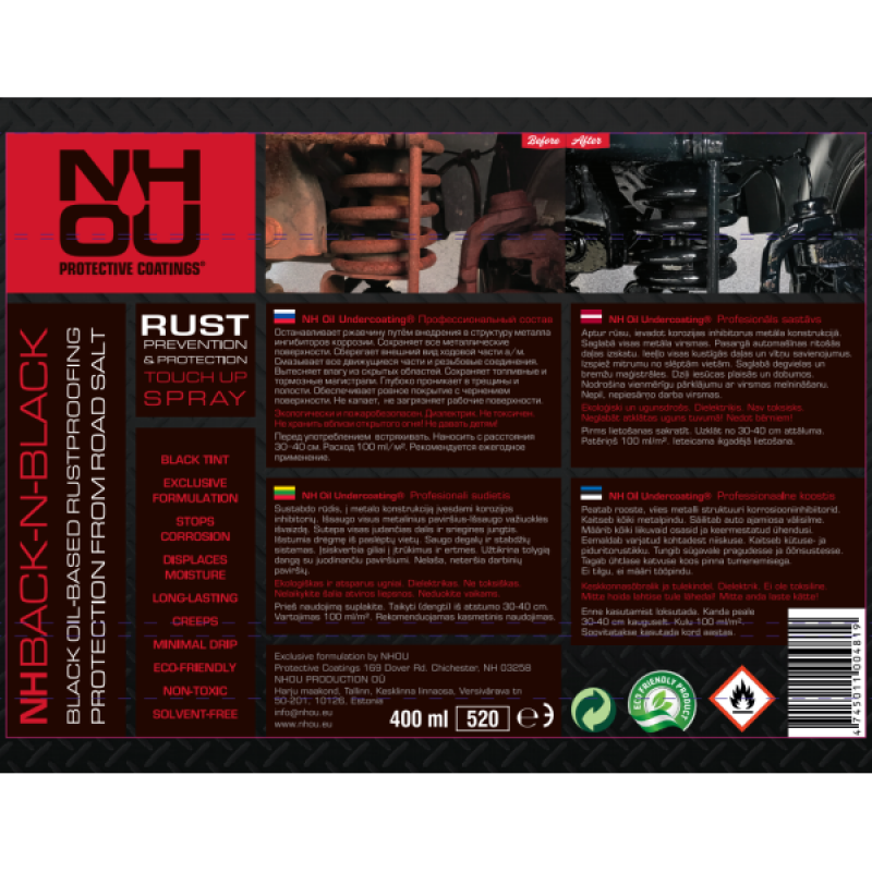NHOU Black Oil Coating for Rust Prevention – Black 1L