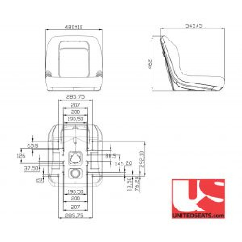 Unitedseats MI600 Static seat pan - Grey PVC